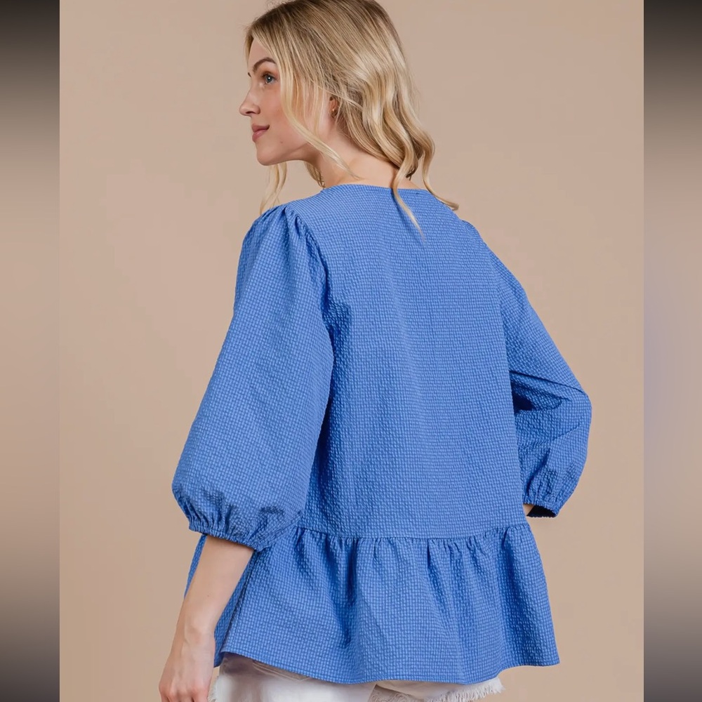 Boho Textured Ruffle Blouse - Picture 5 of 6